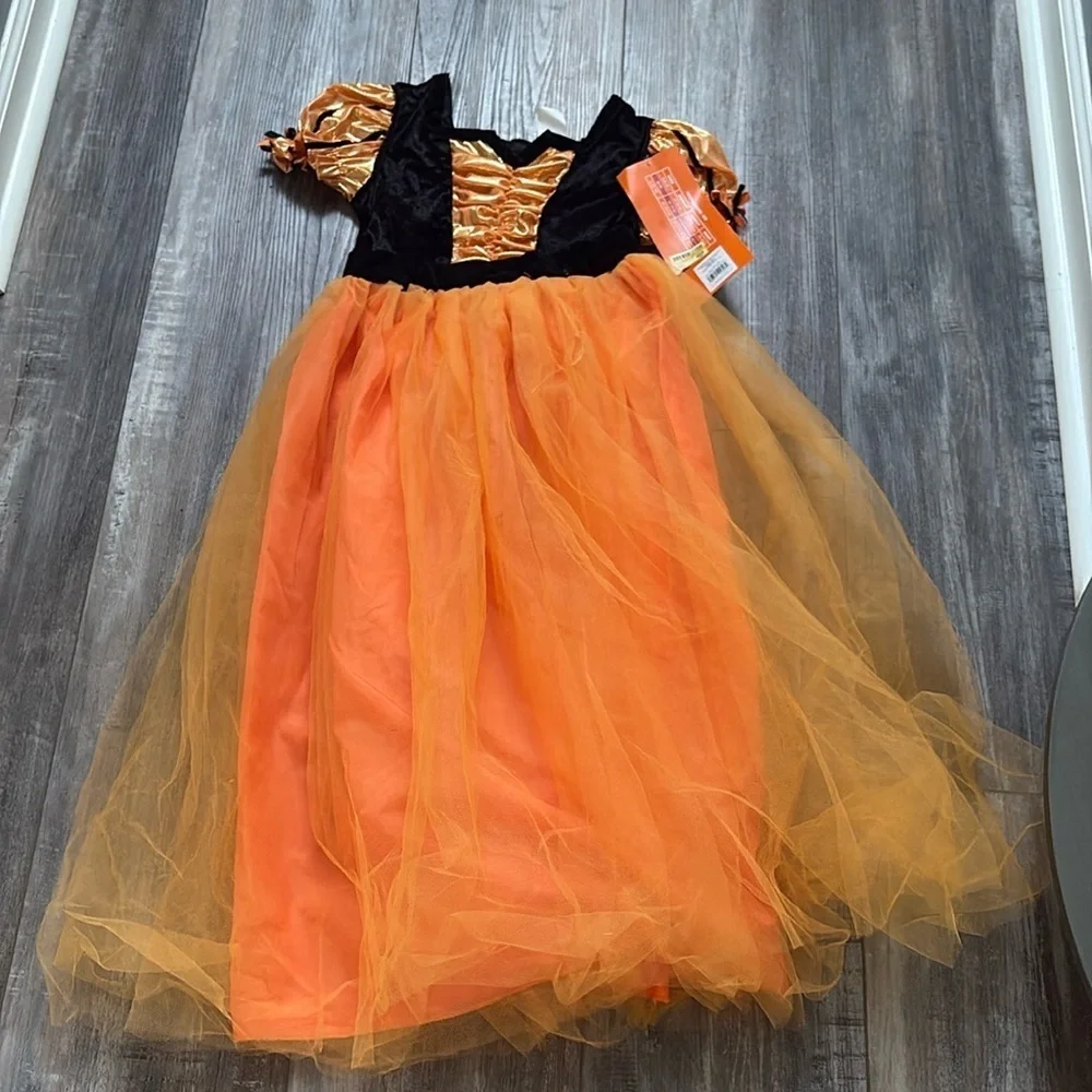 Halloween Fancy Orange Witch Costume Medium size 8 NEW